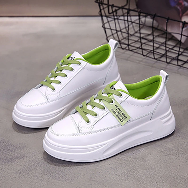 

2021 New Arrival Breathable PU Upper White Women's Platform Casual Sneakers Shoes