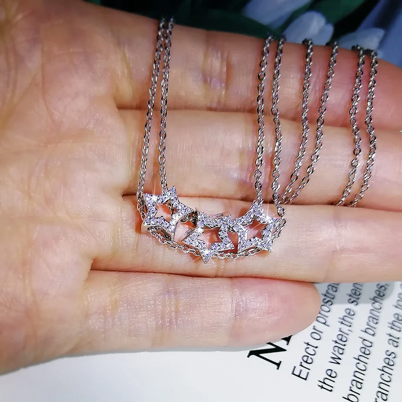 

Top Quality Fashion star Pendant Necklace for Women Retro Vintage Classic Cubic Zircon Stone Jewelry, Customized color