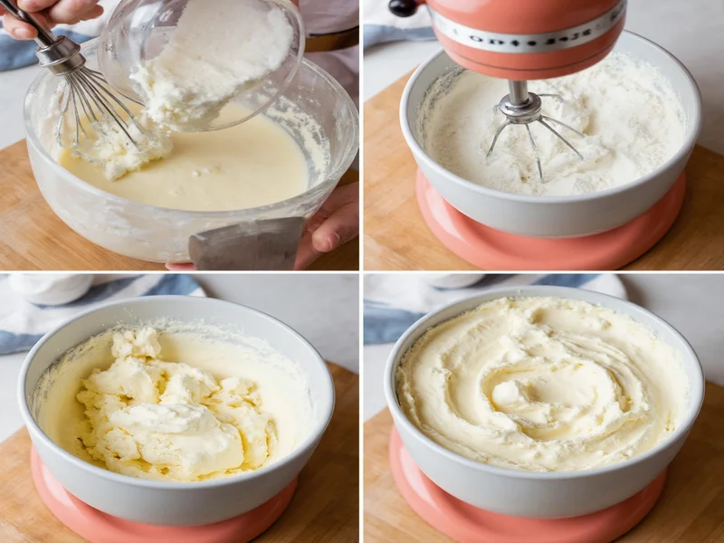 Step-by-step buttercream mixing process