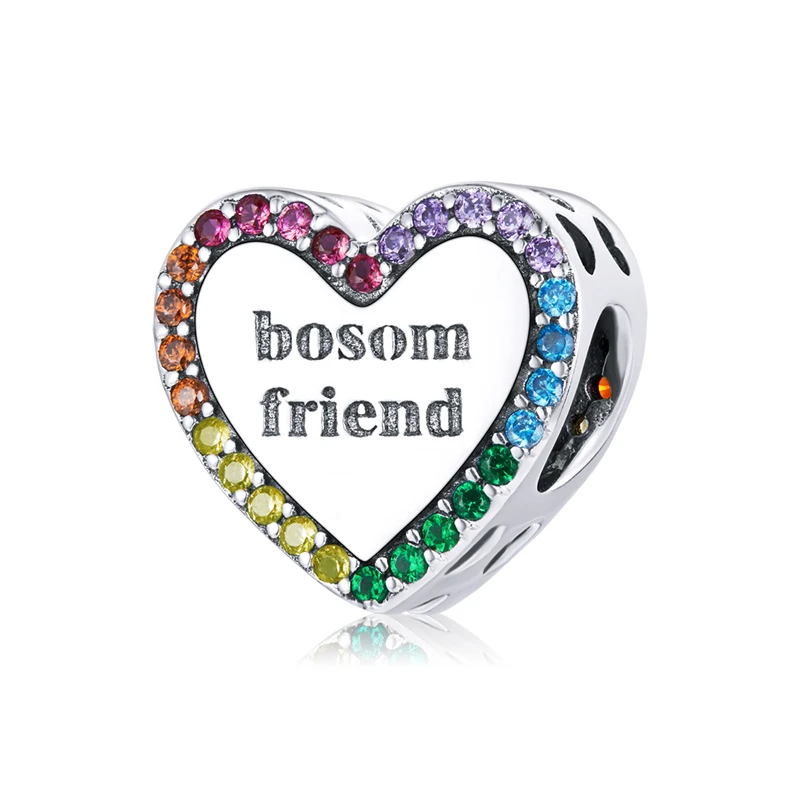 

SCC1759 Coloful cubic zirconia jewelry 925 silver heart shape charms