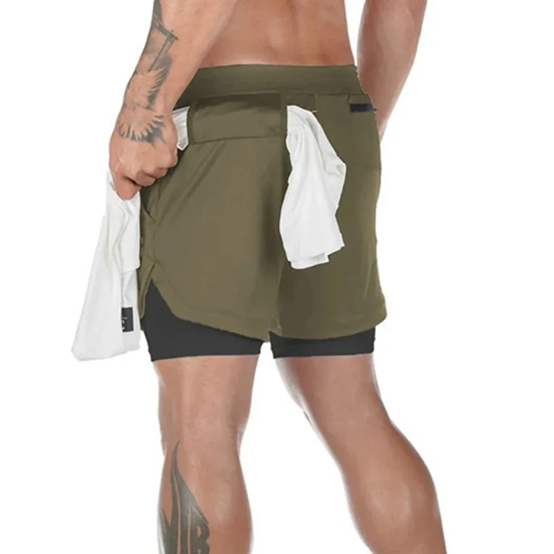 

Custom Sweat Compression 2 In 1 polyester Fitness Boxer Gym Workout Sports Cargo Running Men's Shorts