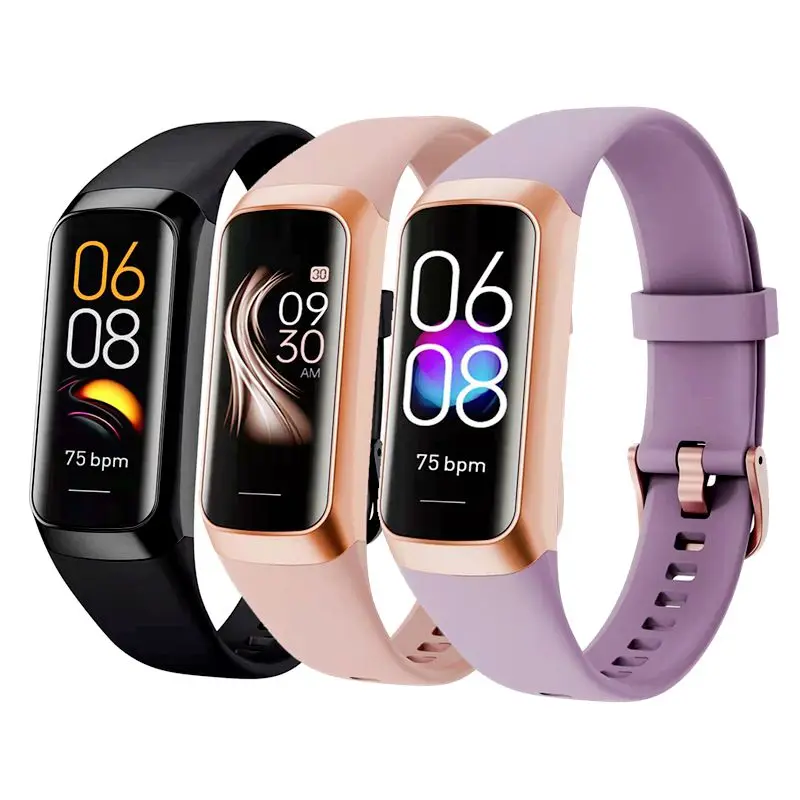 

New C60 Smart Band 1.1 inch AMOLED Touch Screen Heart Rate Blood Pressure Oxygen Body Temperature Sports Fitness Smart Bracelet