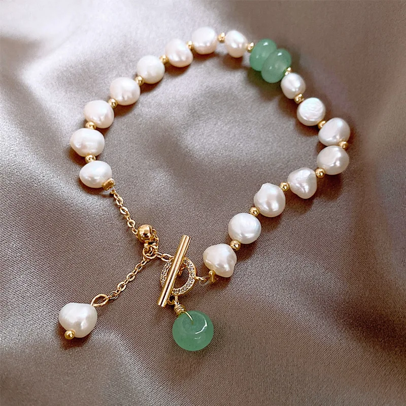 

Baroque Freshwater white Pearl statement bead Bracelets & bangles women