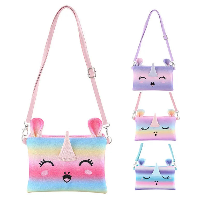 

RTS colorful glitter unicorn little girls cute purse bags kids fashion shoulder bags, As picture show