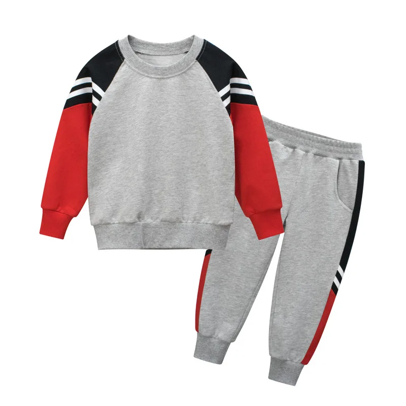 

Round Neck 100% Cotton Breathable Children's Spring 2piece Track Suit Suit Baby Sports Pants Clothes Outfits For Boys