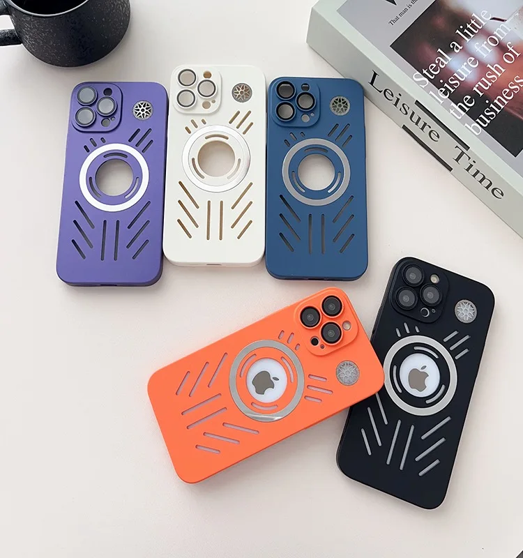 

New Arrival Cool Heat Dissipation Hole Magnetic Suction Phone Case for iPhone 11 12 13 14 15 Pro max PC Phone Case for Magsafe