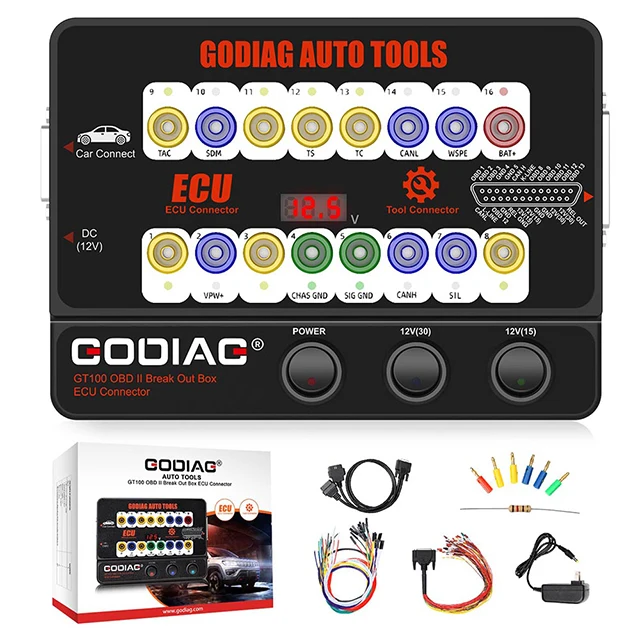 

GODIAG GT100 Auto Tool OBD II Break Out Box ECU Connector Work with CGDI MB / CGDI BEN-Z / CG Pro / AT200