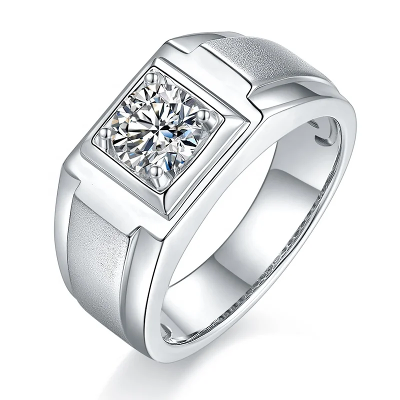 

Bling Jewelry Men 925 Sterling Silver Micro Pave moissanite Ring design men