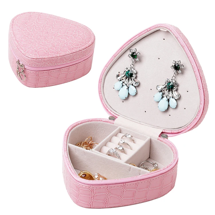 

New Design Heart Jewelry Packaging Box Zipper Earring Gift Cases High-Quality Ring Storage Box