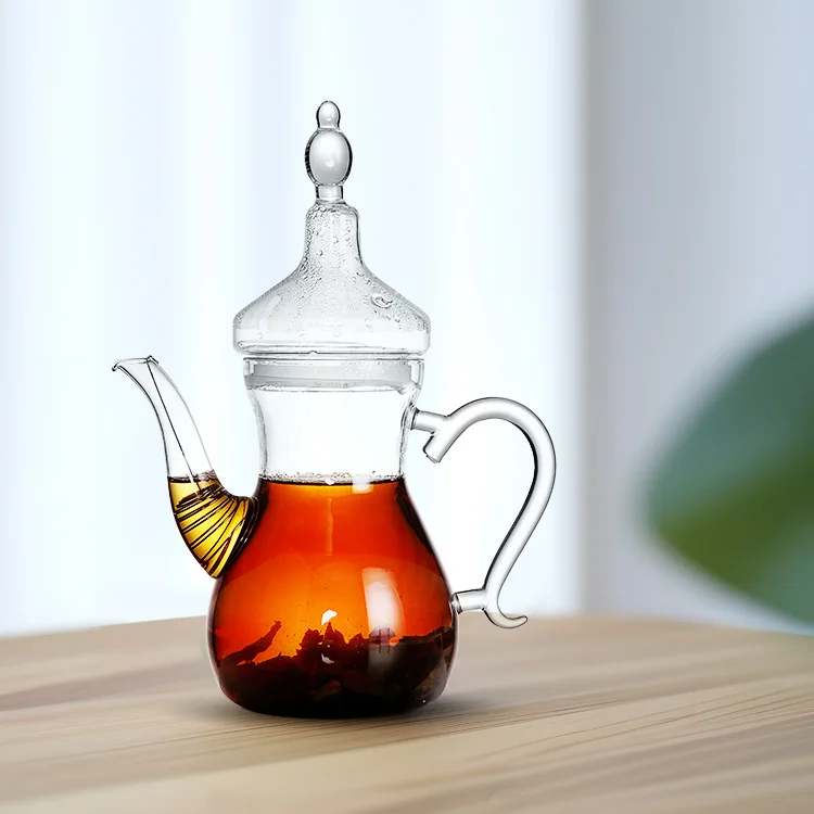 

Hot Sale Factory supply 750ML Heat resistant Hand made Borosilicate Glass Teapot Coffee pot