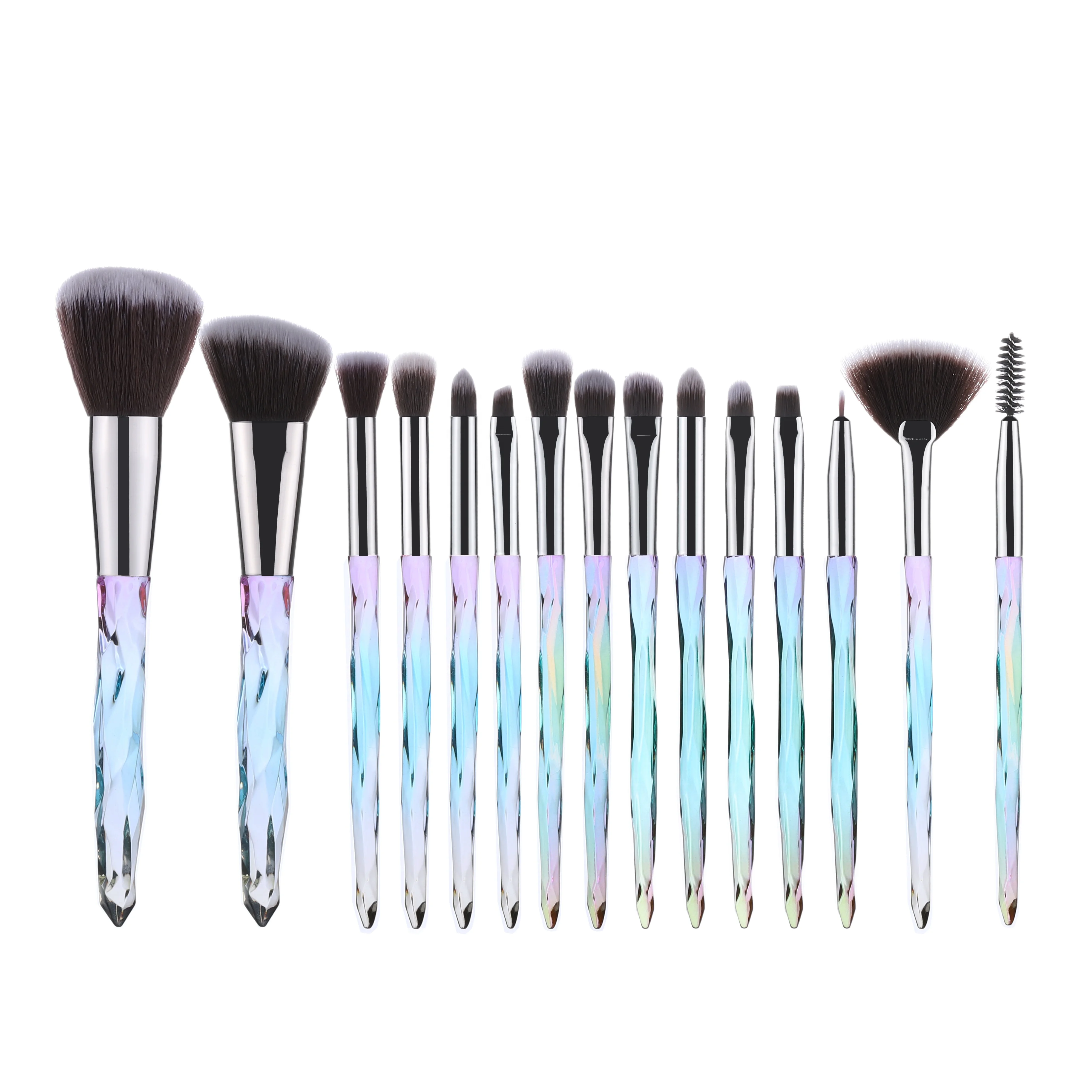 

FLD 15pcs Professional Custom Logo Diamond Foundation Make Up brush Makeup Brushes Set, 5 colors