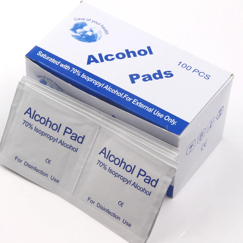 

100Pcs/box Alcohol pad Cleaning wet eyebrow microblading Antiseptic Cleanser Cleaning tattoo accesoires, White