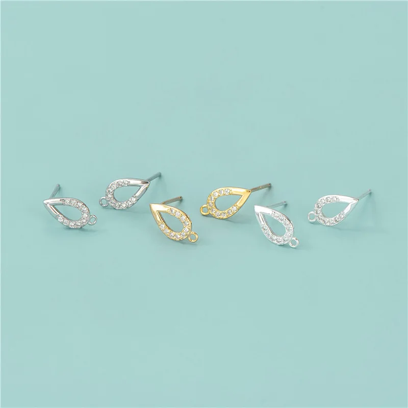

Diy Making Earrings Jewelry Gold Clear Zircon Stud Findings 925 Sterling Silver Drop Cz Earrings Post Stud With Loop