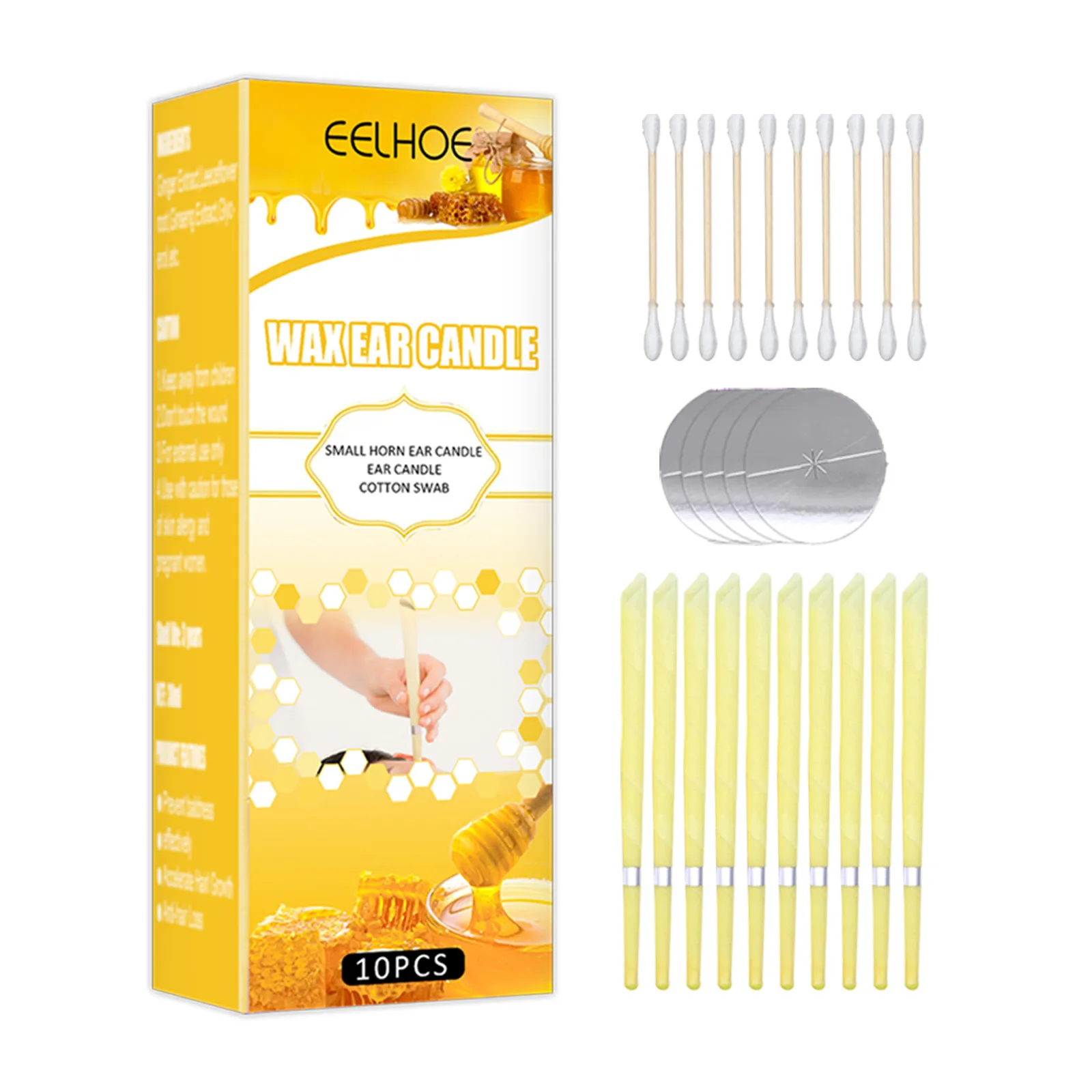 

eelhoe Aromatherapy ear candles ease and relax beeswax aroma cleansing earwax aroma care horn type with plug with cotton swab