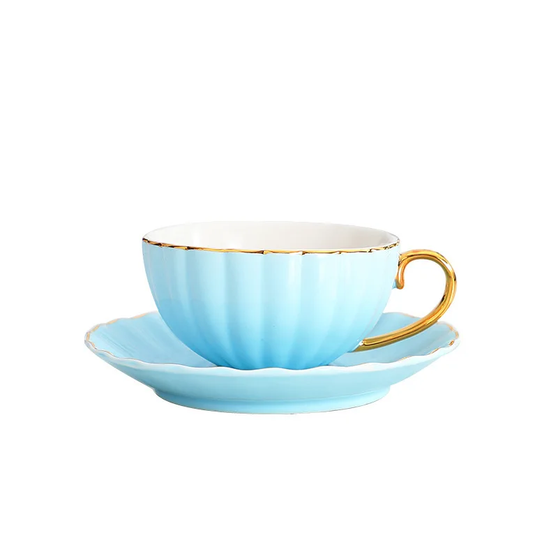 

Bone China Tea Cups And Saucers With Gold Trim Porcelain Tea Set Cappuccino Cup British Coffee Cups, Pink blue yellow puprle