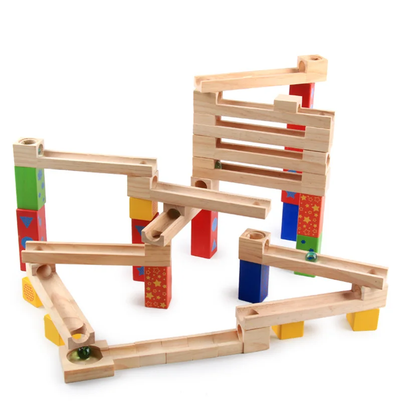 

Kids Educational Toy Marble Run Wood Child Marble Run Building Blocks Marble Run Toy Set