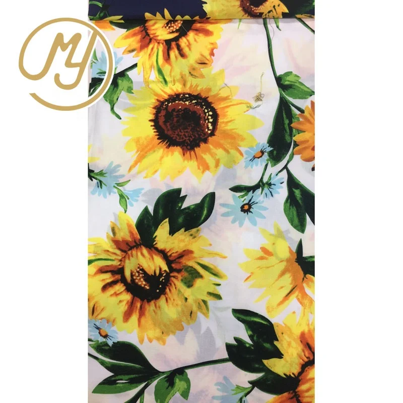 
New design 100GSM plain breathable organic big sunflower 100% cotton print fabric for garment 