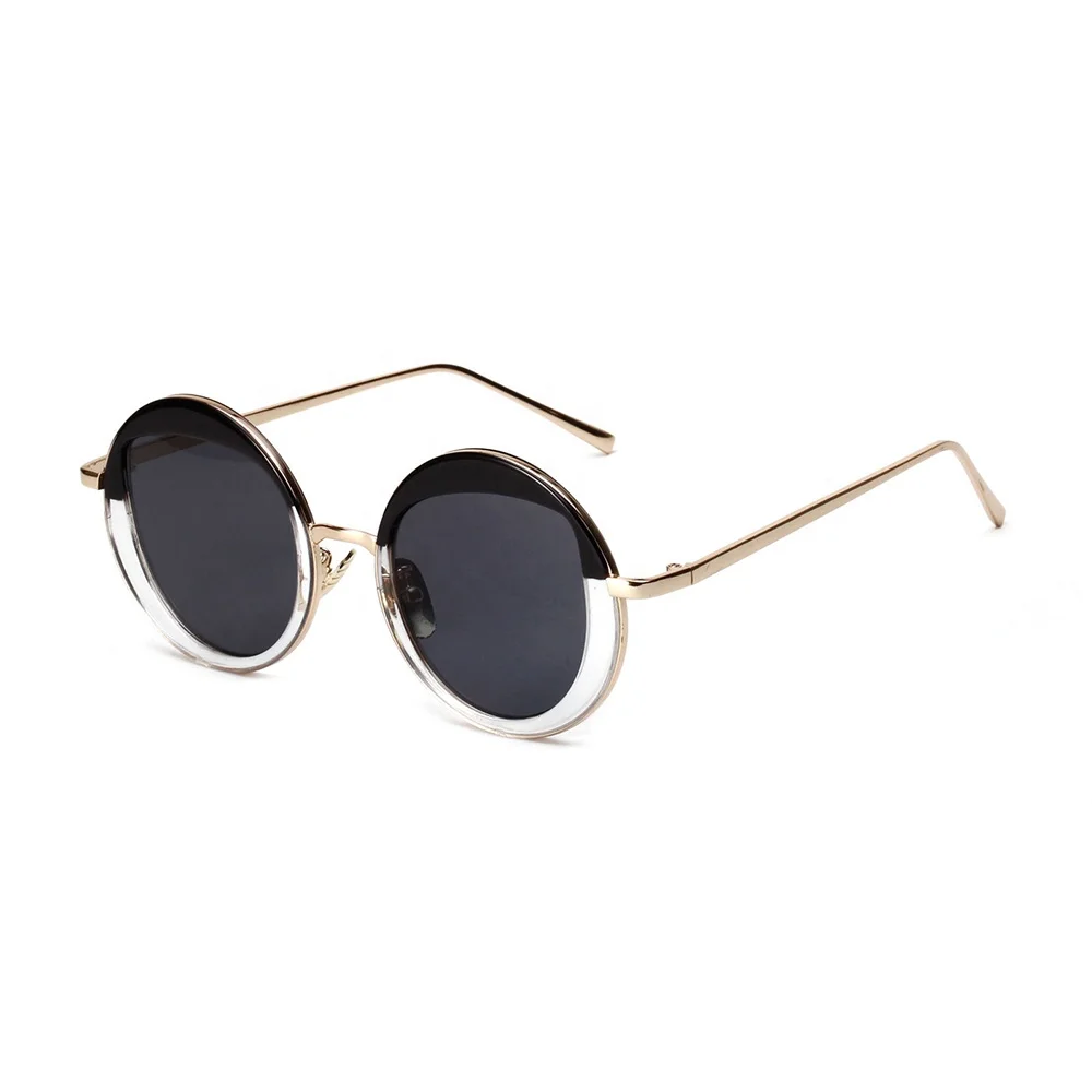 

Wholesale fashion mirror gradient lens glasses round metal frame shaped women designer trendy shades sun glasses sunglasses