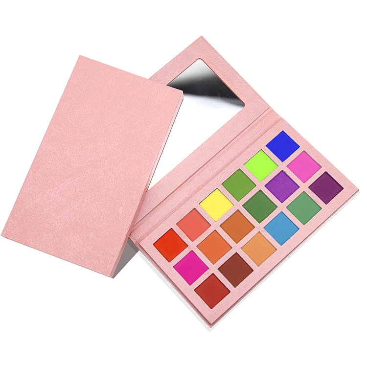 

Bright Colour Pink Pigment Eye Shadow For Dark Skin No Logo Colors Vegan Glitter Powder With Mirror 18 Color Eyeshadow Palette