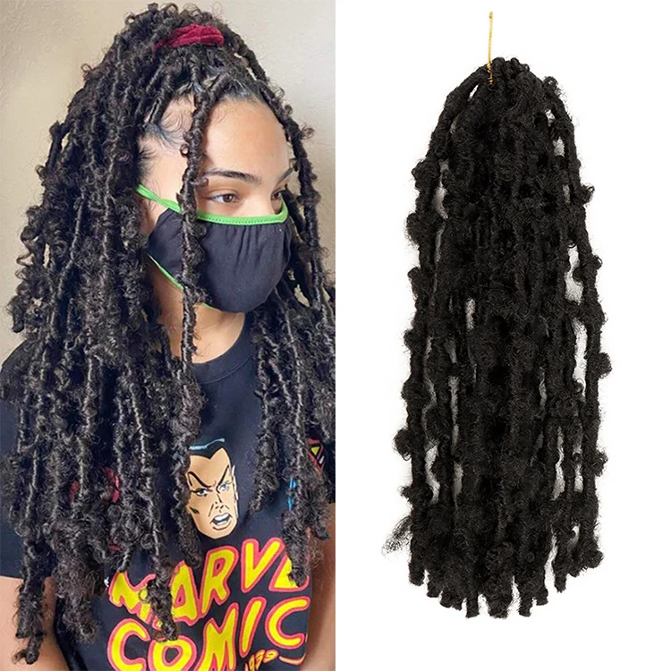 

Women Crochet Braiding Light African Butterfly Locs Hair Extension 24 inch Butterfly Locs Hair, Black, bug