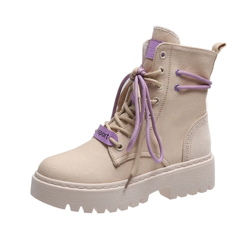 

High-top canvas shoes women 2020 retro thick-soled boots ins student casual sneakers