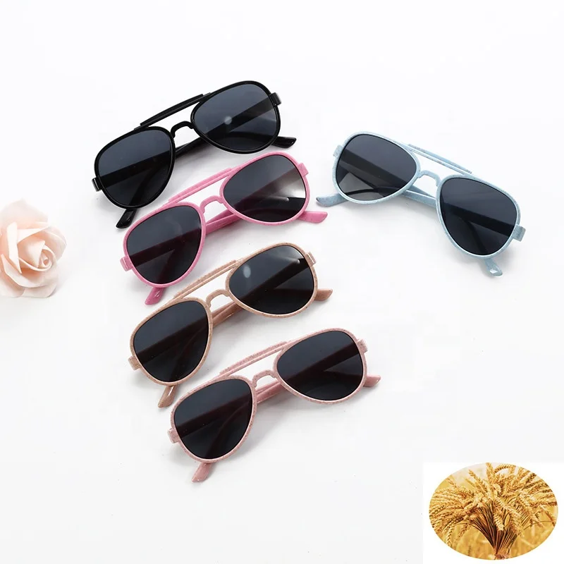 

Fashion Cheap Wholesale Custom Promotion Pilot Kids Sunglasses 2021 New Material Wheat Straw Recycling Plastic Glasses