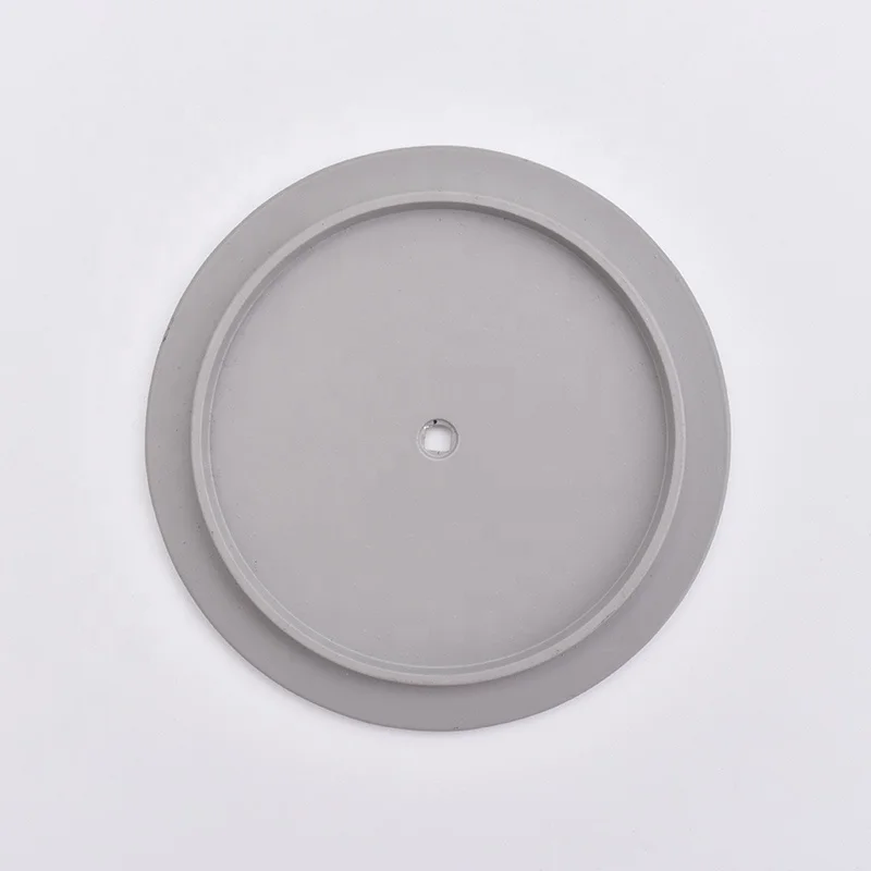 Grey round wooden lid for candle jar supply