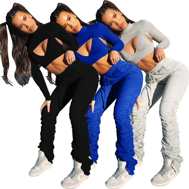 

B35252A 2020 Fall autumn hot fashion lady sexy 3 pcs yoga tracksuit set