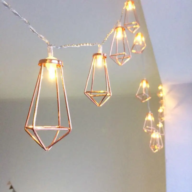 20Led Fairy Retro Geometric Lanterns wall string lights For Christmas Garland Wedding light ropes and strings