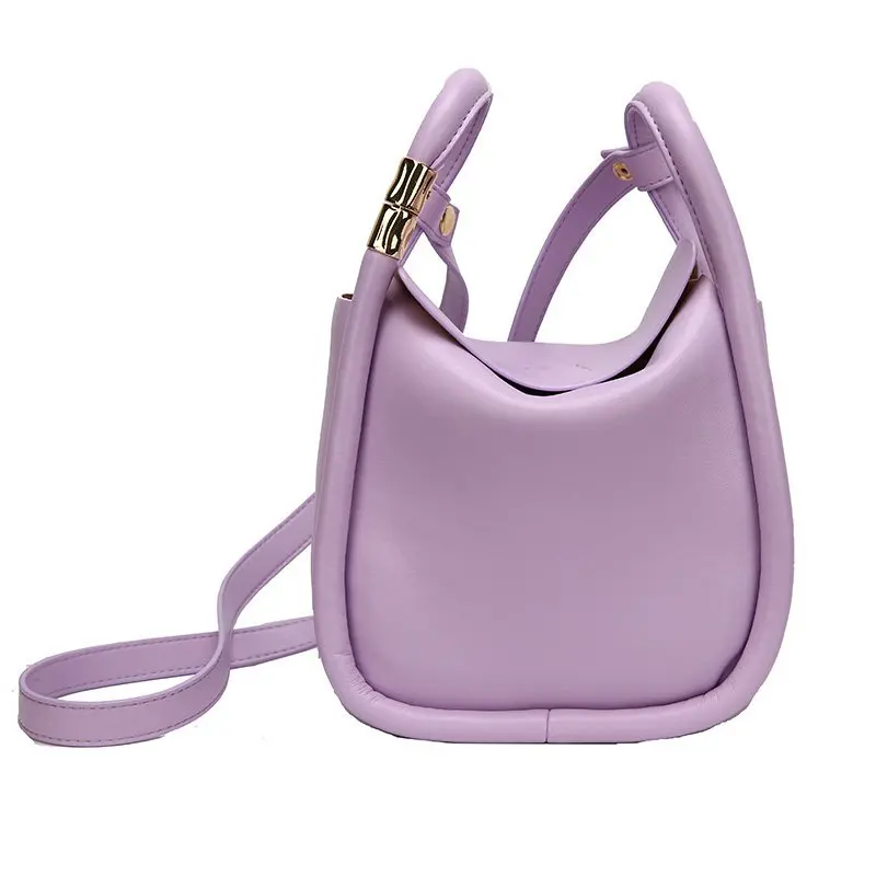 

2020 Summer Simple Candy Color Ladies Fashion Handbags Single Shoulder PU Leather Women Bucket Bag