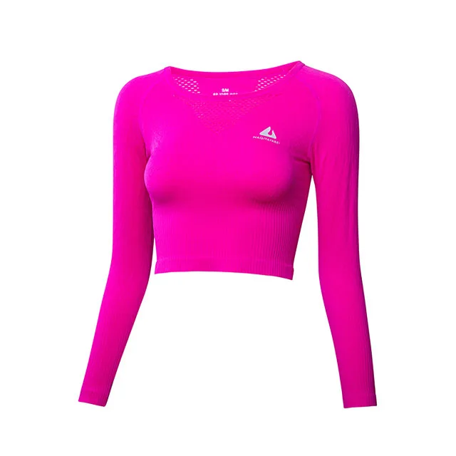 

HONGNUO Ladies sexy long sleeve sports crop tops fitness gym quick-drying yoga training clothes