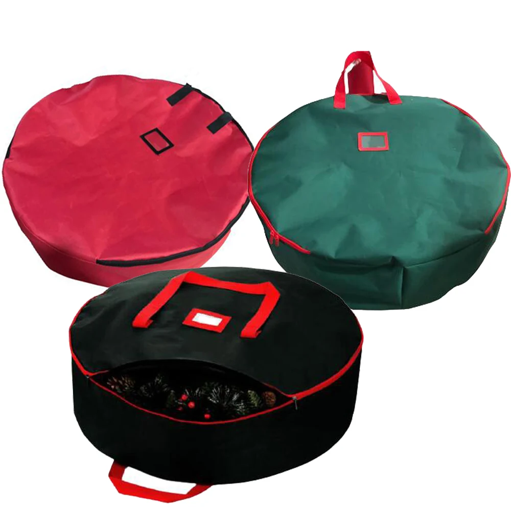 

Waterproof Dust-Proof Christmas Wreath Storage Bag Large Xmas Gift Organizer for Christmas Decorations, Red, green