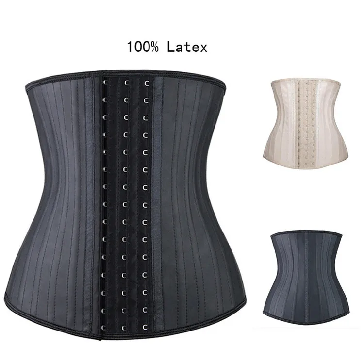 

Fashion waist custom logo woman 25 bones plus size latex brief corset hook close fitting waist trainer corset
