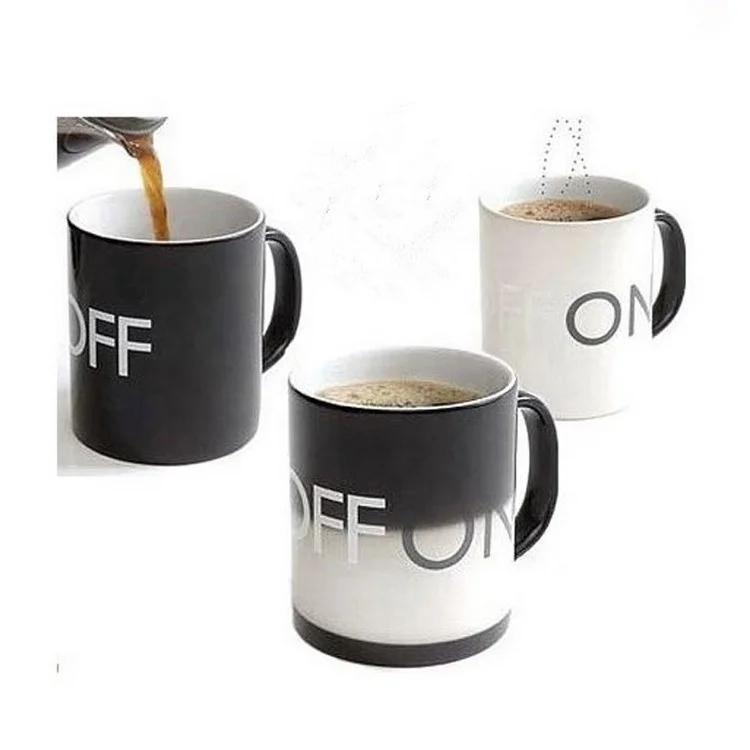 

350ml on off full hot color changing magic ceramic coffee cups wholesale, Black