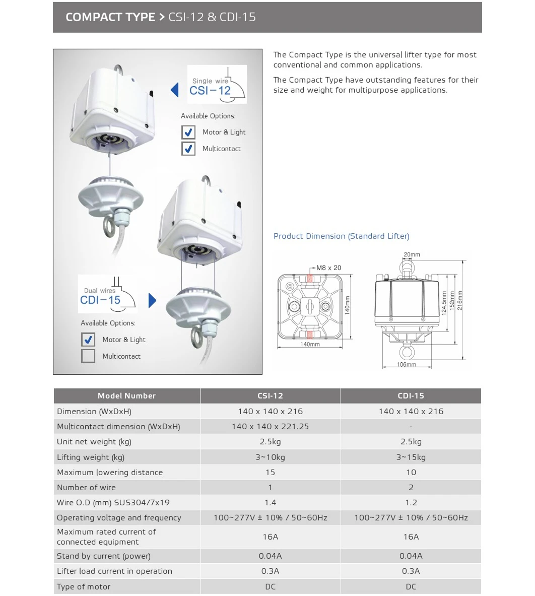 Lighting Lifter Chandelier Hoist 10m 15m 12kgs 15kgs Led High Bay
