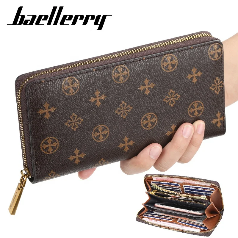 

Baellerry Vintage Women Long Wallet Zipper Coin Bags For Girls Phone Purse, Dark coffee,light coffee