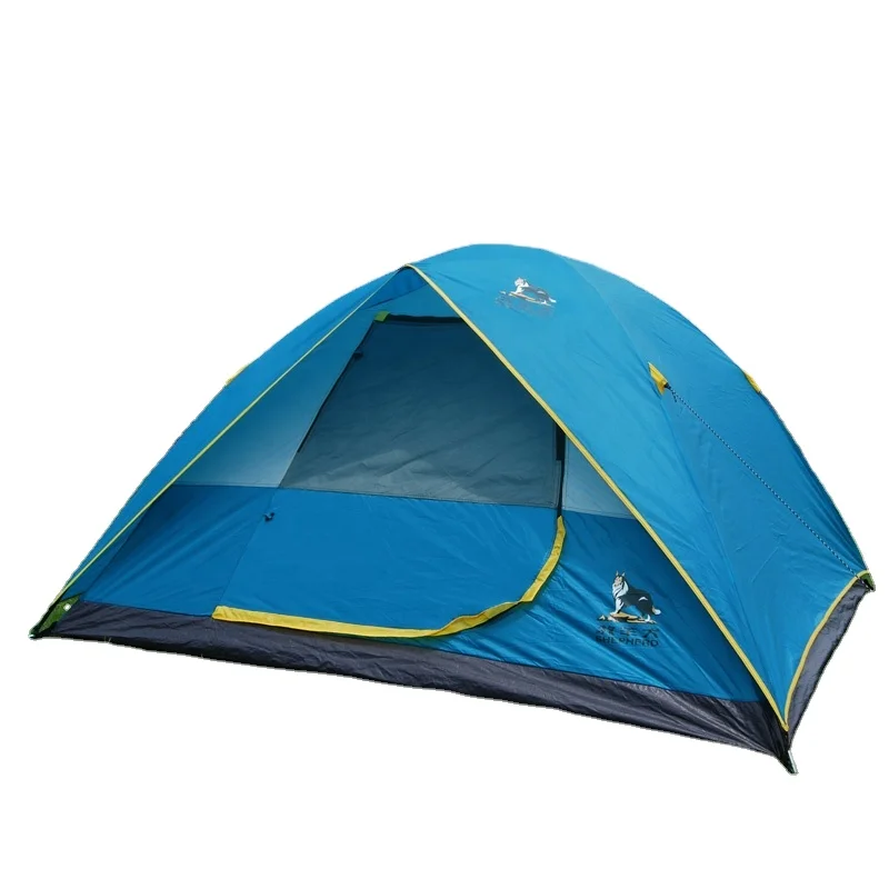 

Double Layer 3-4 Person Picnic 4 Season Waterproof Camping Tent, Dark blue/turquoise