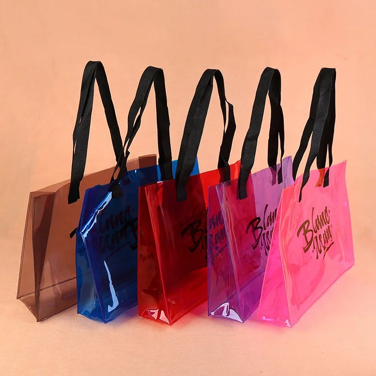 

Multi-Color horizontal large transparent PVC shoulder advertising clothing bag, Transparent/clear/frosted