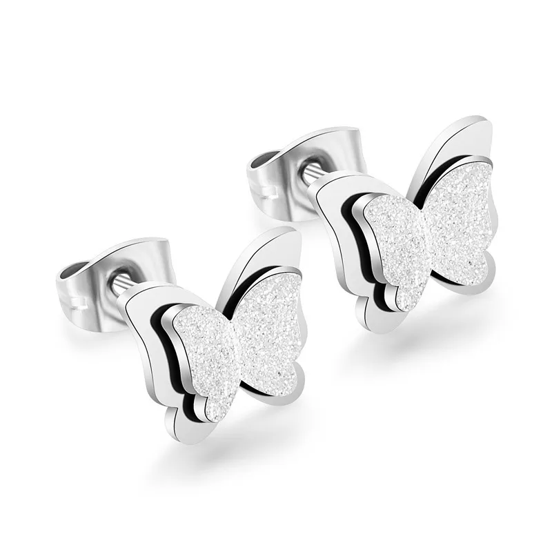 

HongTong Fashion Dainty Hollow Butterfly Earrings Stainless Steel 18K Gold Plated Stud Earring For Women, Picture shows