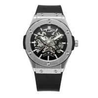 

Chinese OEM Alloy or stainless steel mechanical skeleton wrist watches men men's watch with TPU band strap