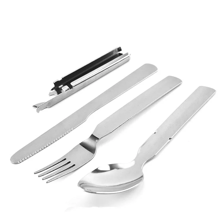 

3 in 1 Army Stainless Steel Fork Knife Spoon Cutlery Outdoor Camping Flatware Set Wholesale