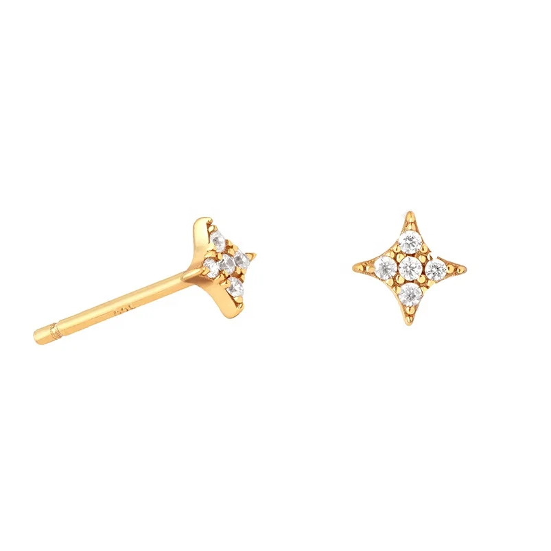 

Gemnel tiny diamond studs star crystal gold plated 925 silver fine jewelry earrings