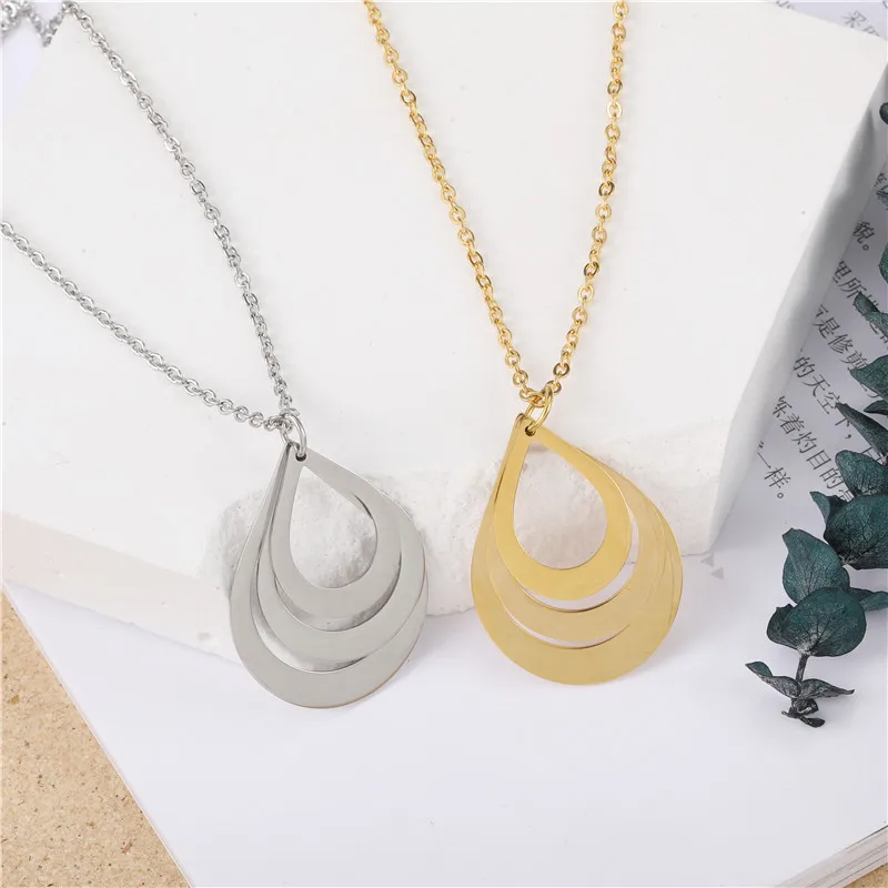 

Dropshipping Personalized Letters Drop Shaped Family Name Engraved Necklace For Women