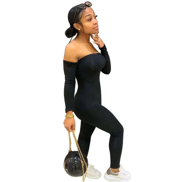 

Long Sleeve Sexy Skinny Bodycon One Piece Rompers Ladies Women Tight Jumpsuit, Dark gray / white / black