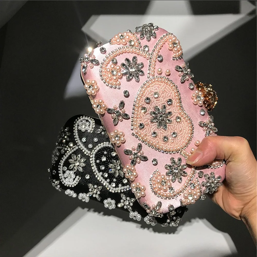 

Bolsos Para Mujeres Handmade Beaded Embroidery Evening Purses And Handbags 2023 Diamond Fashion Clutch Purse For Women Luxury
