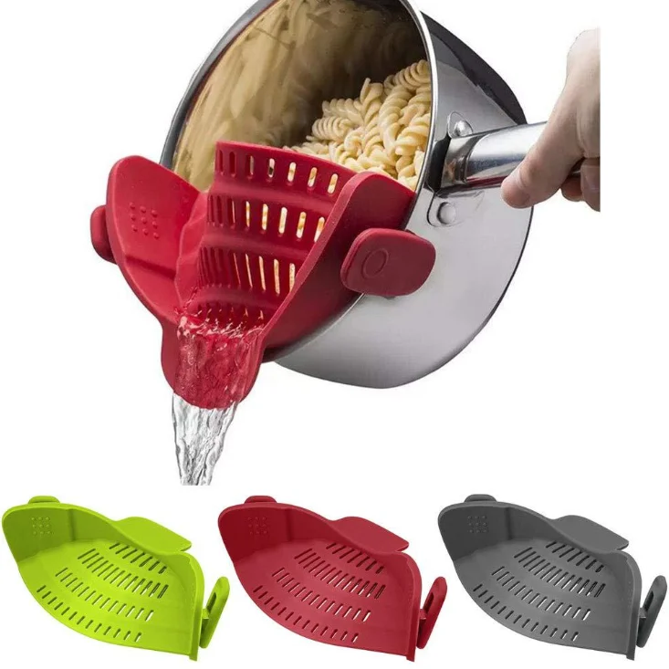 

Fits all Pots and Bowls Silicone Snap 'N Strain Strainer Clip On Strainer