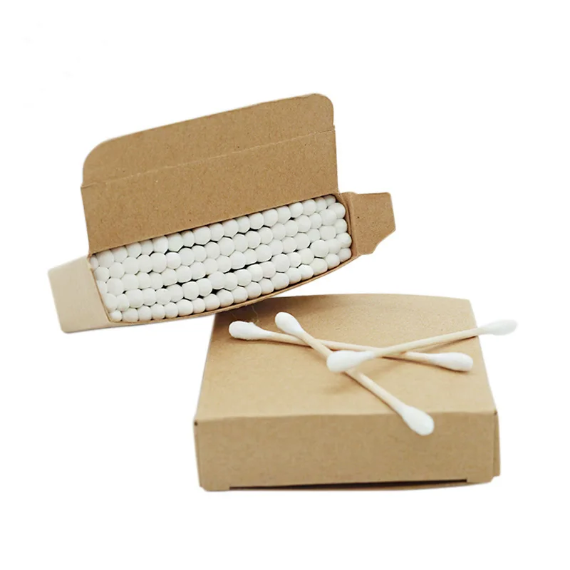 

100pcs health beauty products bamboo cotton tips buds in paper box for private label, White