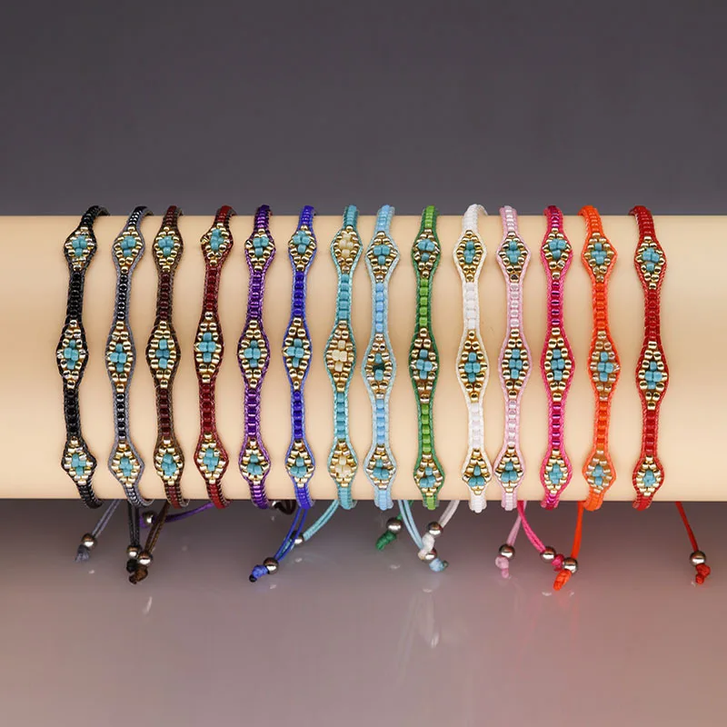 

New Design Delicate Handmade Braided Bracelet Bohemia Colorful Seed Beaded Bracelet for Women Men, Picture