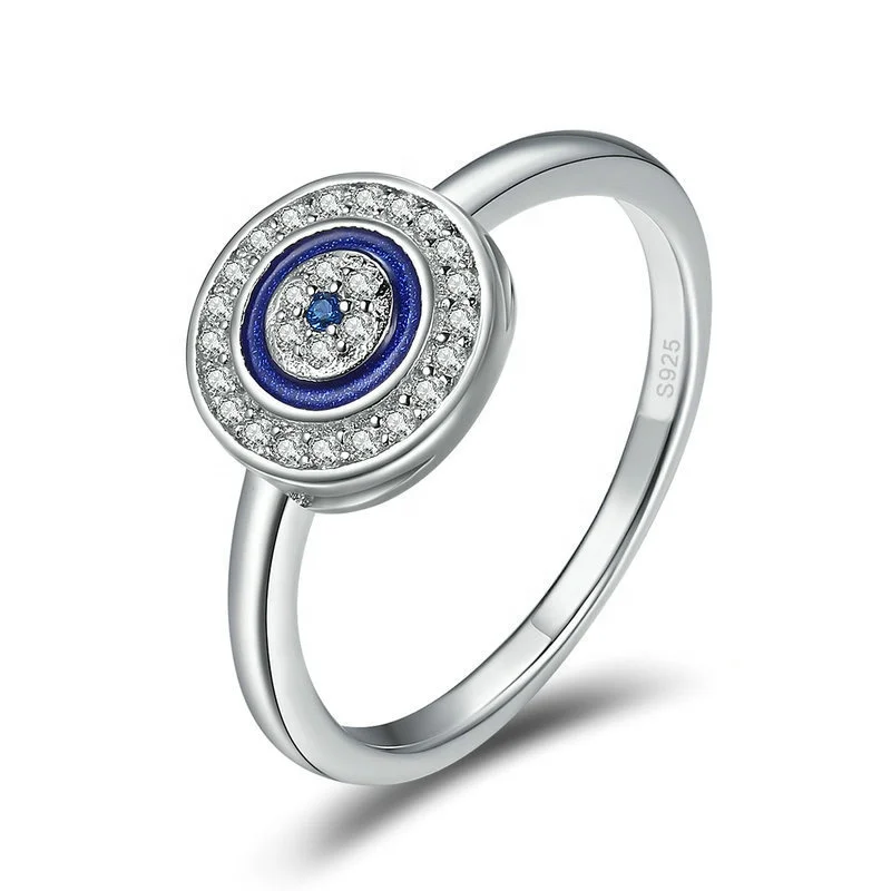

European and American style evil eye jewelry 925 sterling silver mosaic zircon ring