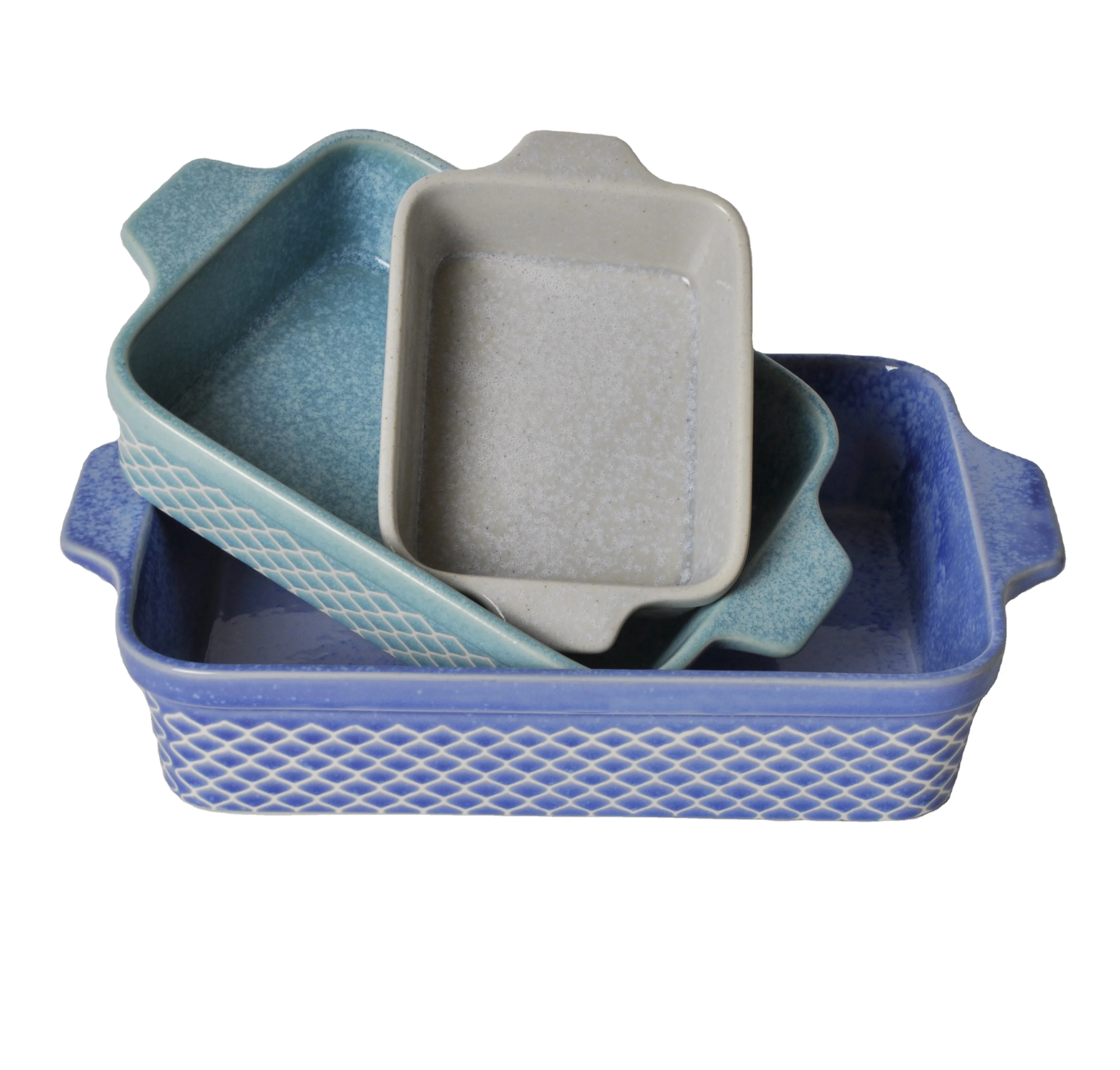 
Quality Choice Household Personal Reactive Glazed Three piece Ceramic Bakeware 